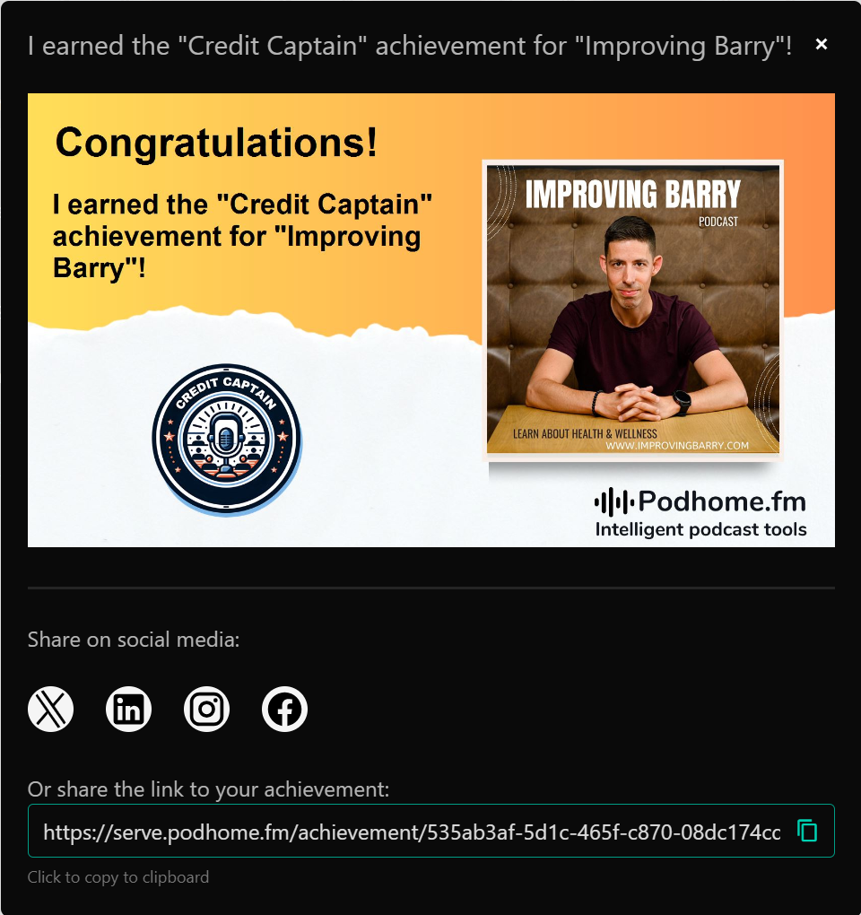 What an achievement badge looks like in Podhome