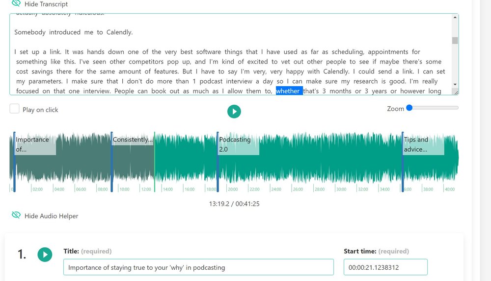 Visually create and edit chapters in Podhome