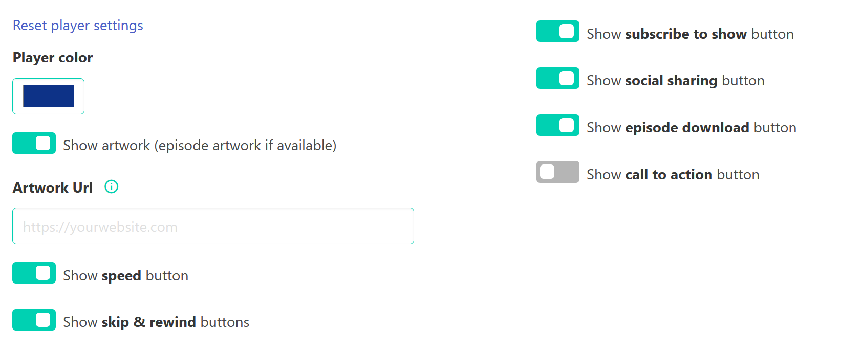 Configure the Podhome Web Player