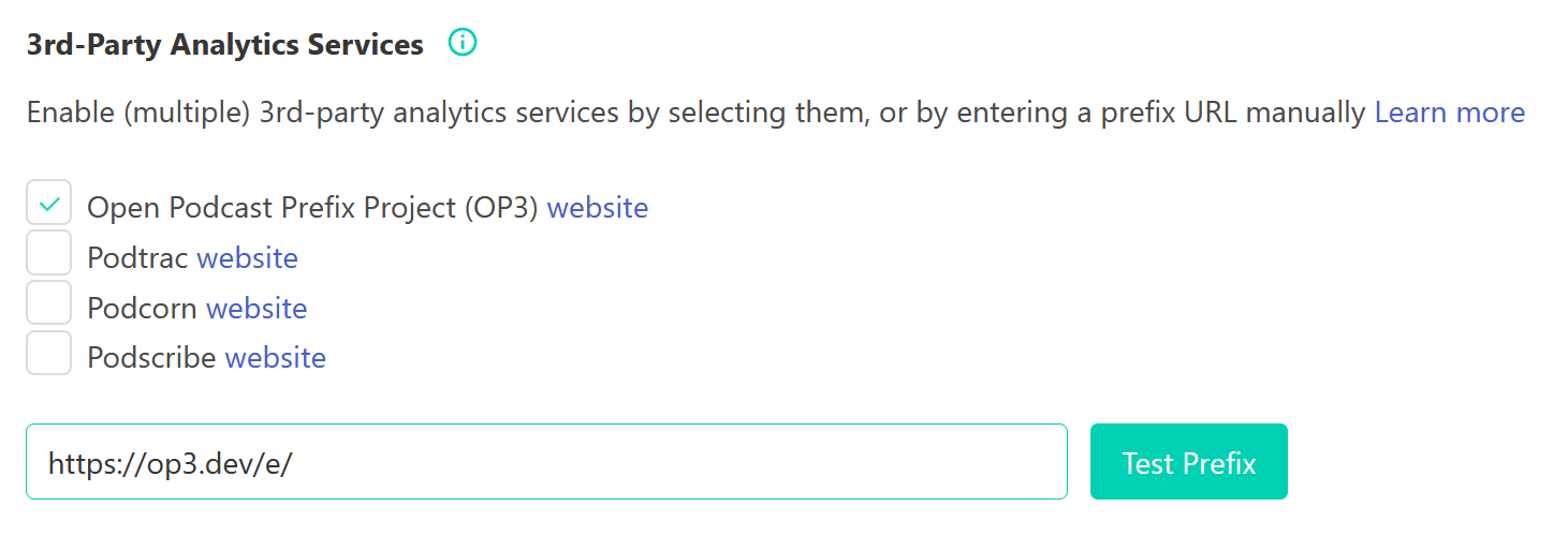 Enable 3rd-party analytics in Podhome