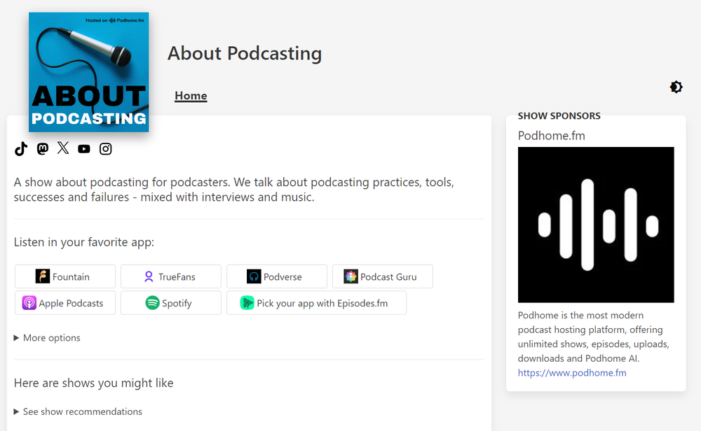 Podcast sponsors show up in your Podhome Website